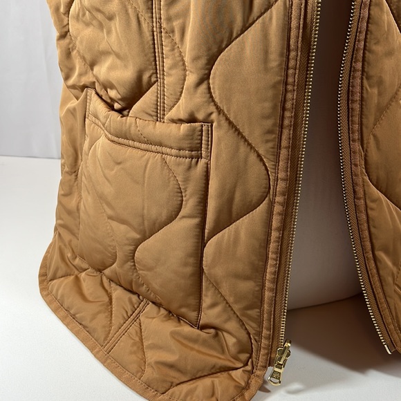 Reversible Quilted Floral Brown Tan Khaki Vest Puffer w/Pockets on tan side - Sm - Picture 2 of 9